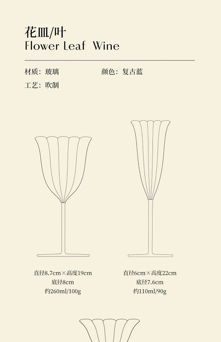 Sapphire Blue Wine Glasses Goblets niche Flowers Red Wine Glasses Crystal Glass Cocktails Martini Glasses Cup