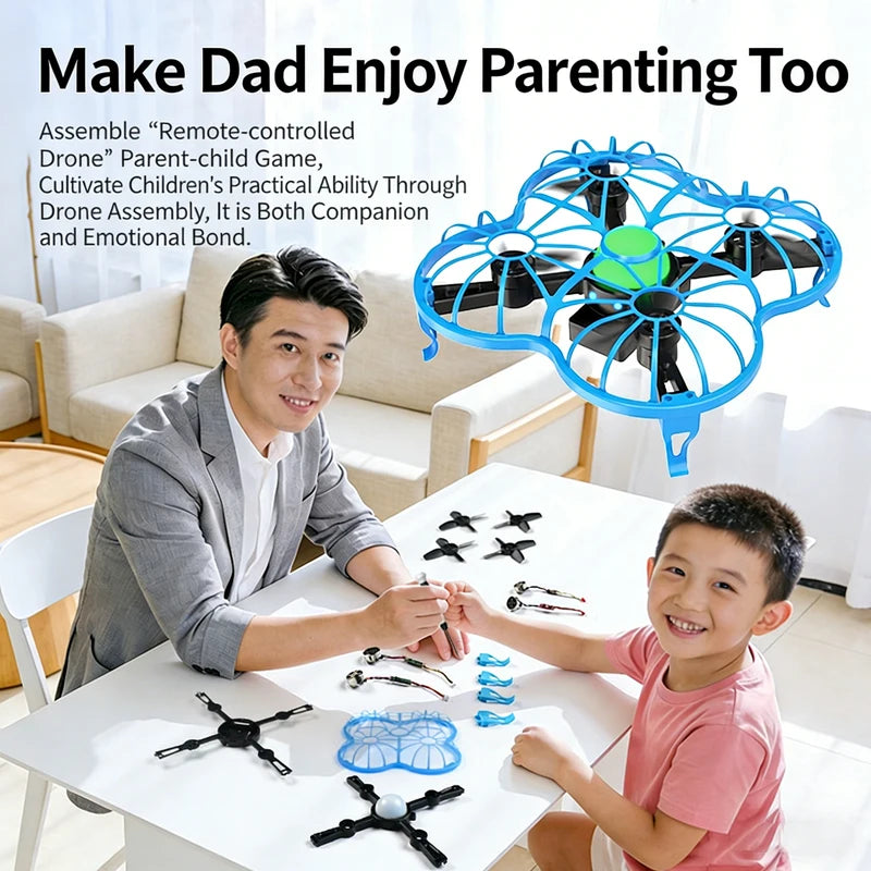2.4G DIY Assembled Drone  Interactive Training Quadcopter D34  With Fixed Height Light For Science Education Toy Kids Gifts