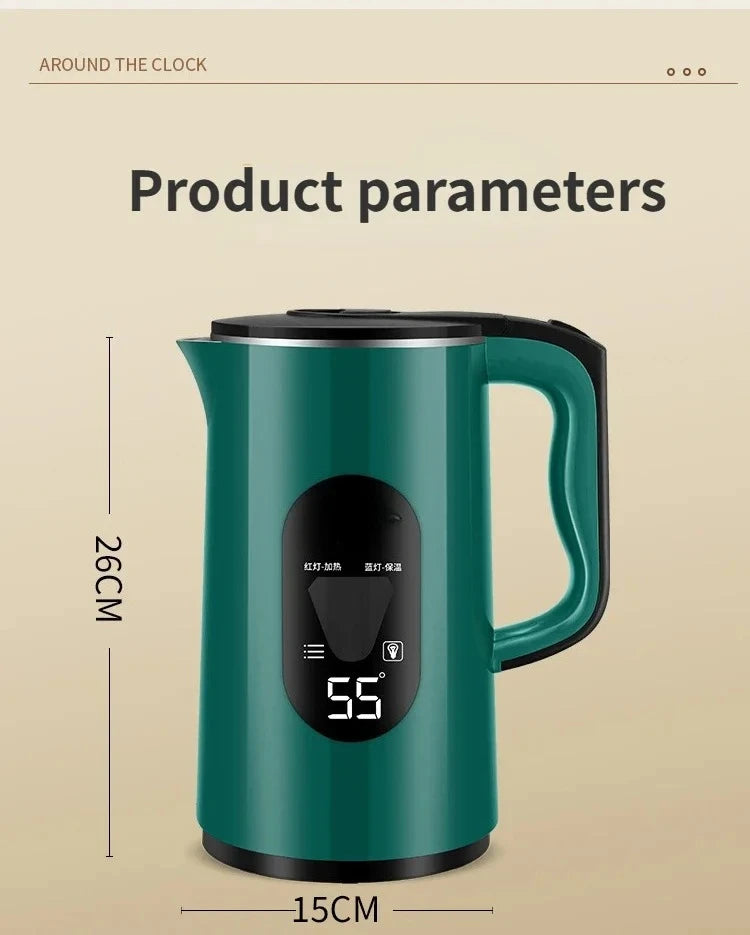 Half spherical electric kettle with integrated insulation, large capacity for household use, featuring automatic power-off .