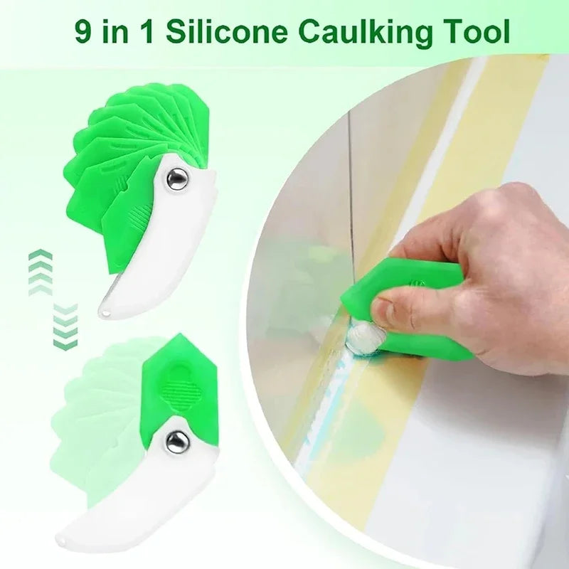 9-in-1 Silicone Caulking Tool Sealant Spreader Spatula Professional Grout Remover for Tile Window Joint Edge Finishing Work