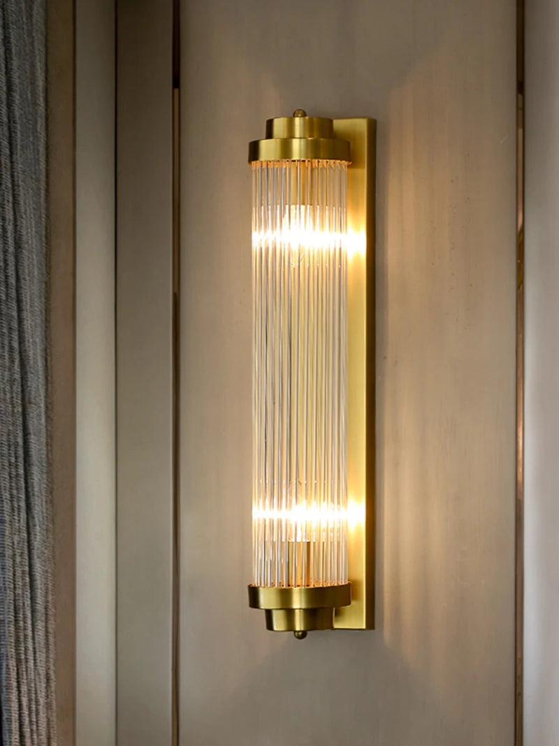 Luxury Led Wall Lamp For Living Room Brushed Gold Bedroom Scones Modern Creative Design Light Fixture Home Decor Glass Lighting