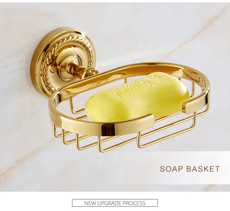 Luxury Gold Brass Bathroom Accessories Set,Robe hook,Paper Holder,Towel Bar,Towel Ring,bathroom sets, Gold Towel Rack,Soap Dish