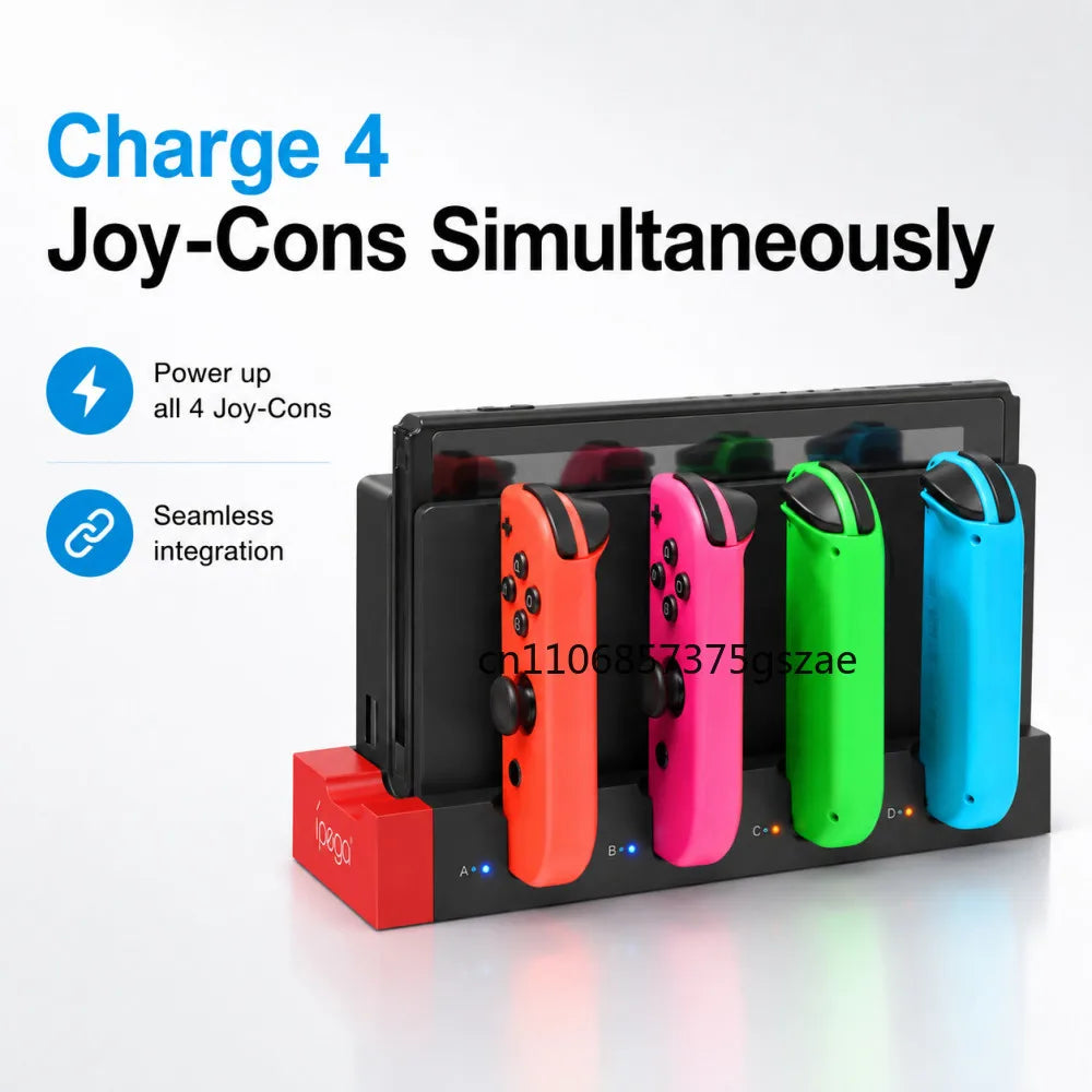 PG-9186 Joycon Charging Dock Station for Switch&OLED - Charges Up To 4 Controllers, Compatible with Switch and OLED Model
