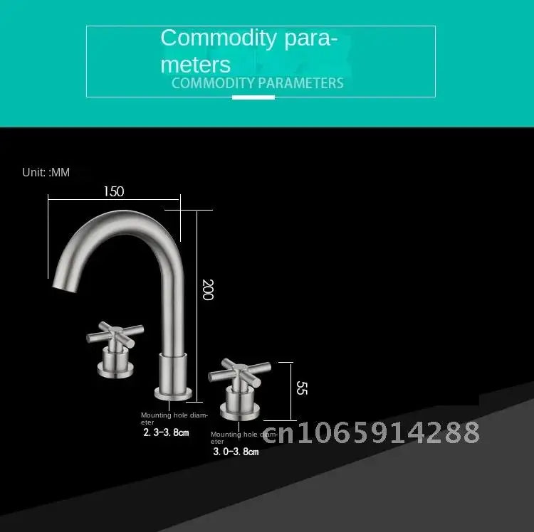 Free Faucet Bathroom WashBasin Dual Tap Solid 304 STAINLESS STEEL Faucet Handles Lead Set Basin Holes Tap Mixer Bathtub Sink 3