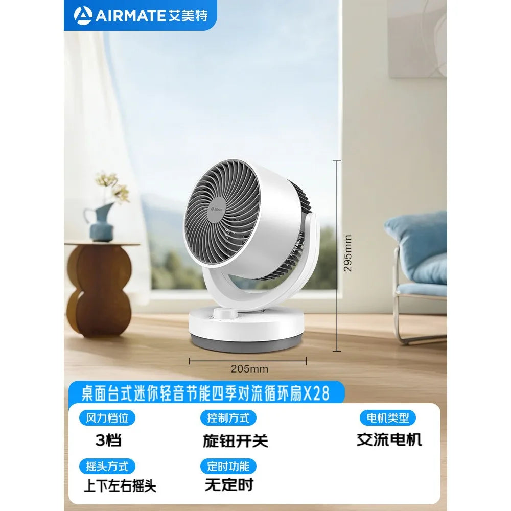 Small Air Circulator Fan, Oscillating Desk Floor Fan with Strong Wind, Low Noise for Bedroom Dorm, Energy-Saving Durable Durable