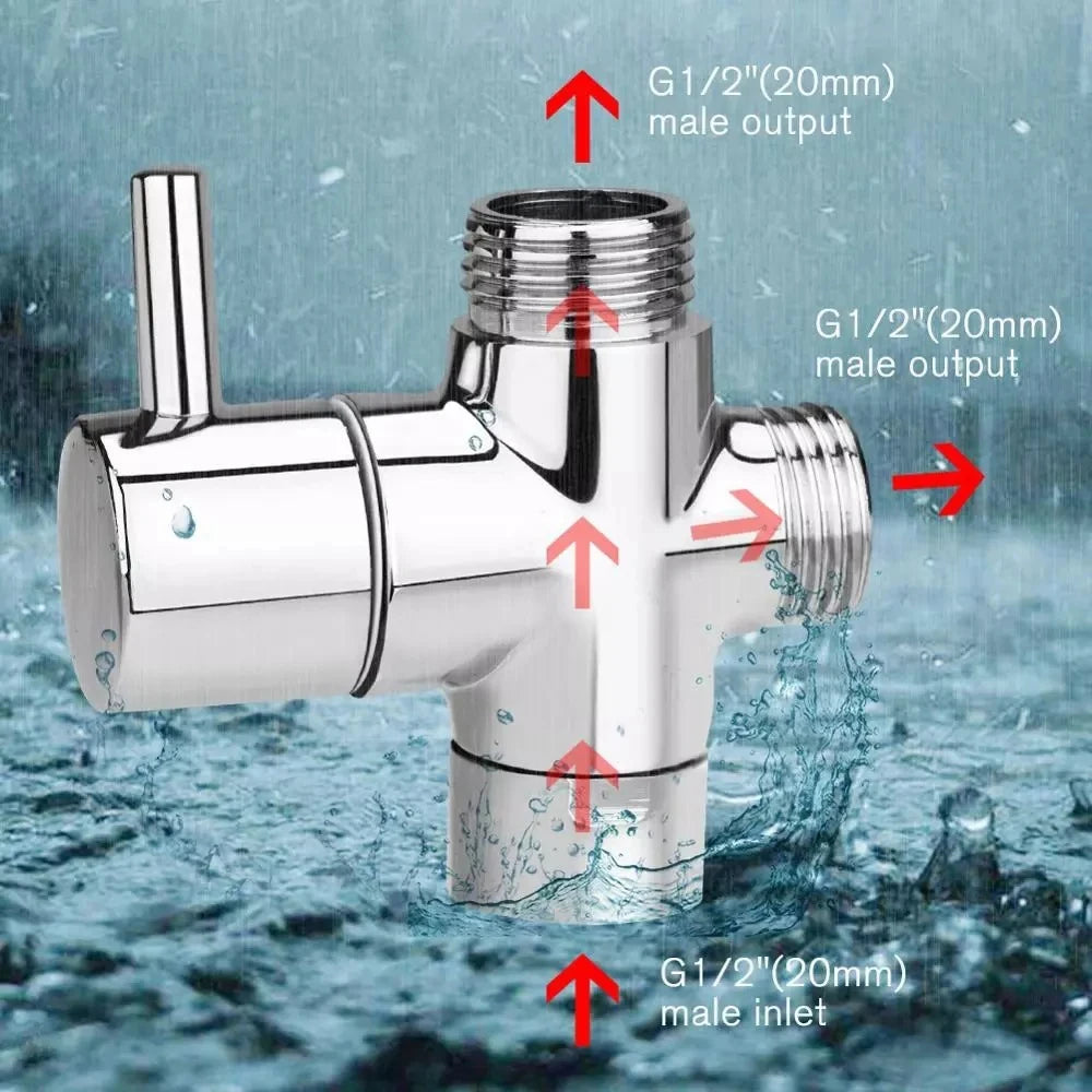 3 Way Shower Head Diverter Valve G1/2 Three Function Switch Adapter Connector Head Faucet Bathroom Accessories 3 Way Shower Head
