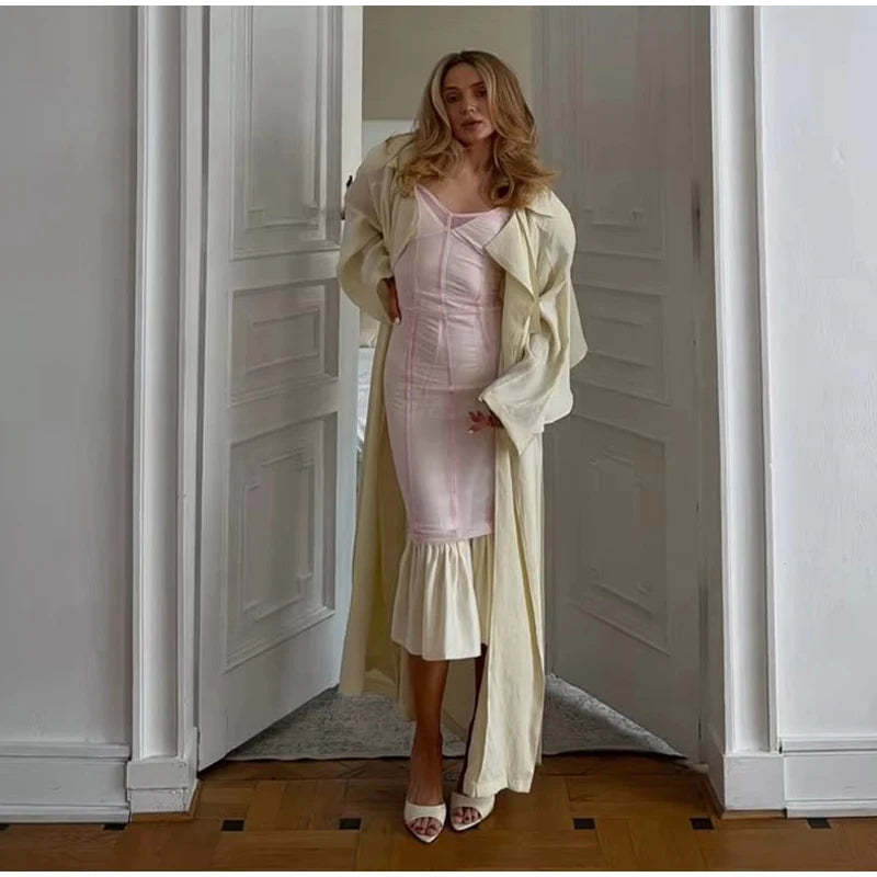 Sexy Sheer Mesh Overlay Midi Dress Women Sleeveless Sleeveless Spaghetti Strap Slim Dresses 2026 Lady Trendy Party Club Robe