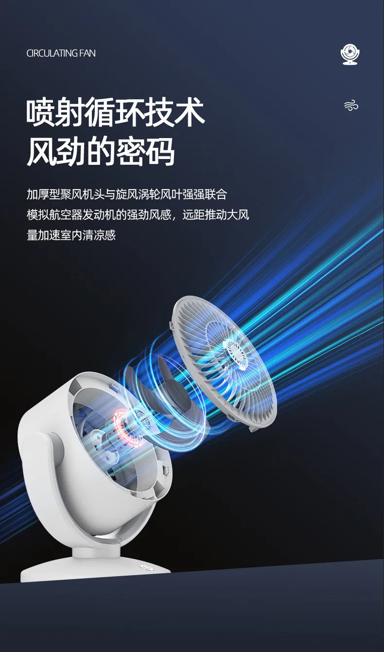 Air Circulator Fan, Household Electric Fan, Desktop Portable Oscillating Low Noise Fan for Student Dormitory and Office