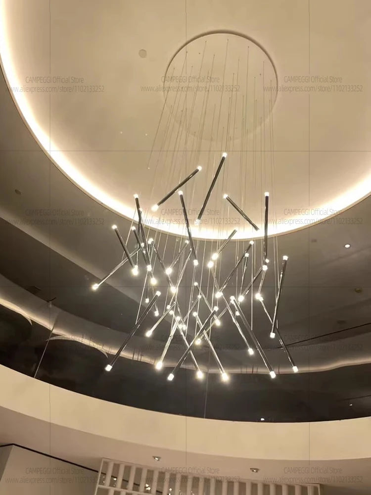 Modern Chandelier Luster Lights For Stair Hall Dining Living Room Duplex Building Indoor Lighting Fixture Staircase Chandelier