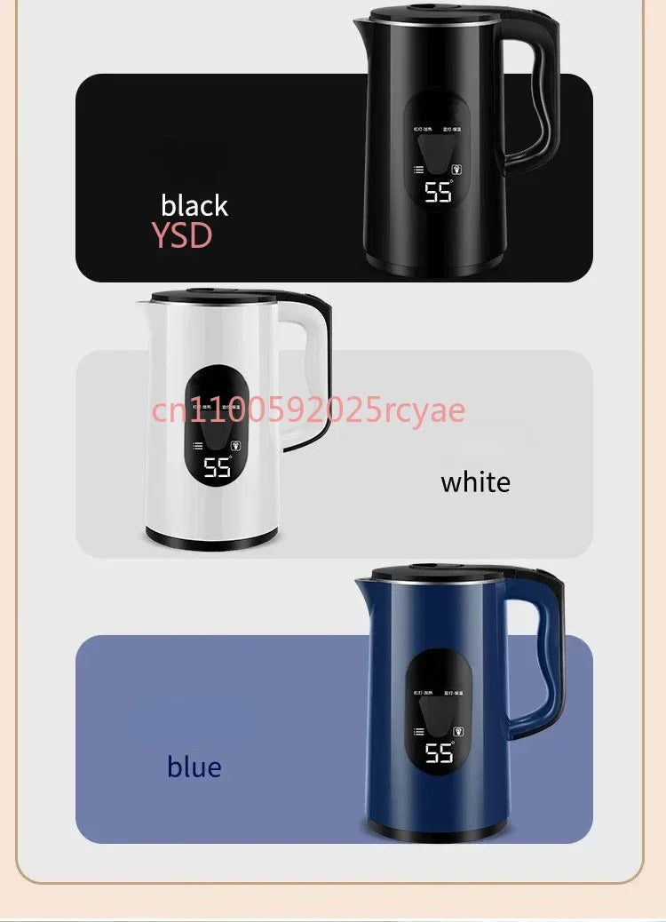 Half spherical electric kettle with integrated insulation, large capacity for household use, featuring automatic power-off .