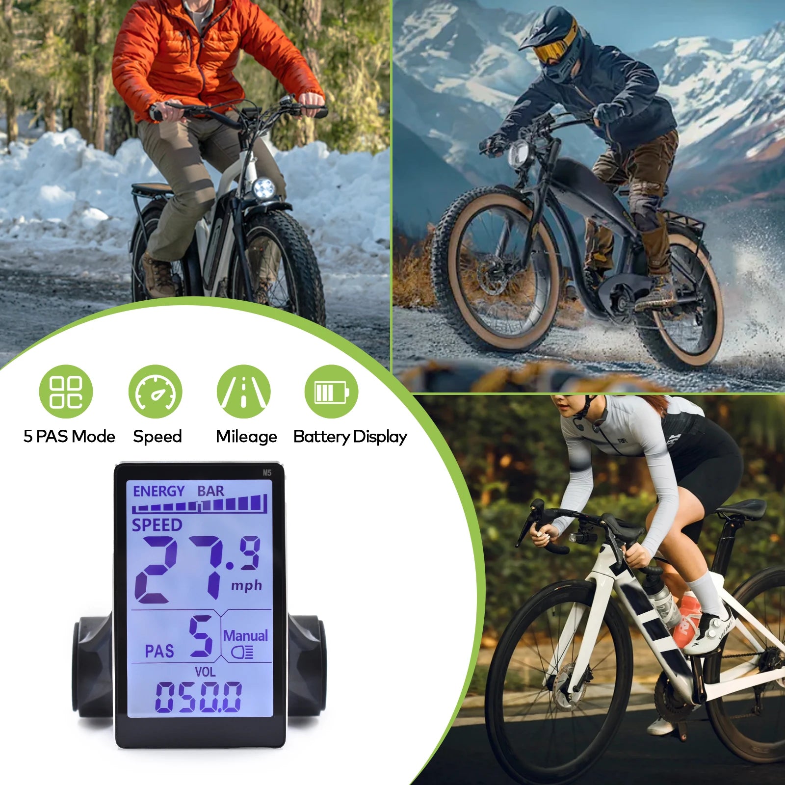 M5 Display 24V-60V Electric LCD Display LCD Display for Electric Bike Scooter Waterproof LCD Panel Screen Ebike Computer