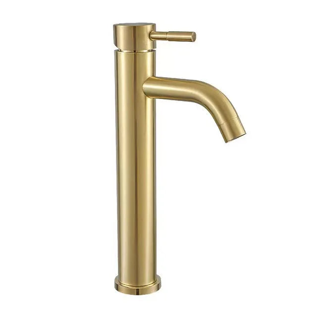 Gold Bathroom Faucet Stainless Steel Bathroom Basin Faucet Cold And Hot Water Mixer Sink Tap Single Handle Deck Mounted Brushed