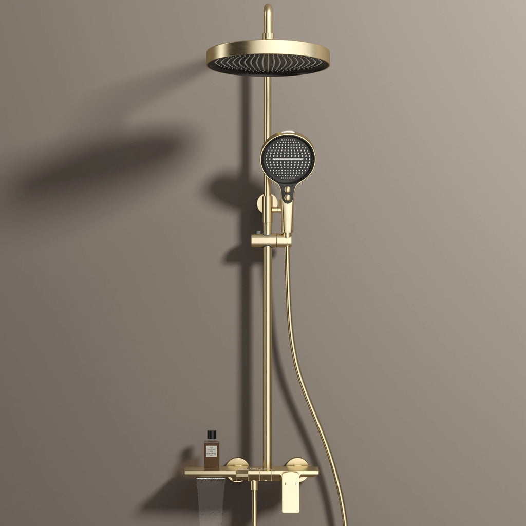 Rose Gold Piano Bathroom Shower System Solid Brass Bathroom Faucet Accessories Rain Shower Head Hot Cold Piano Shower Set