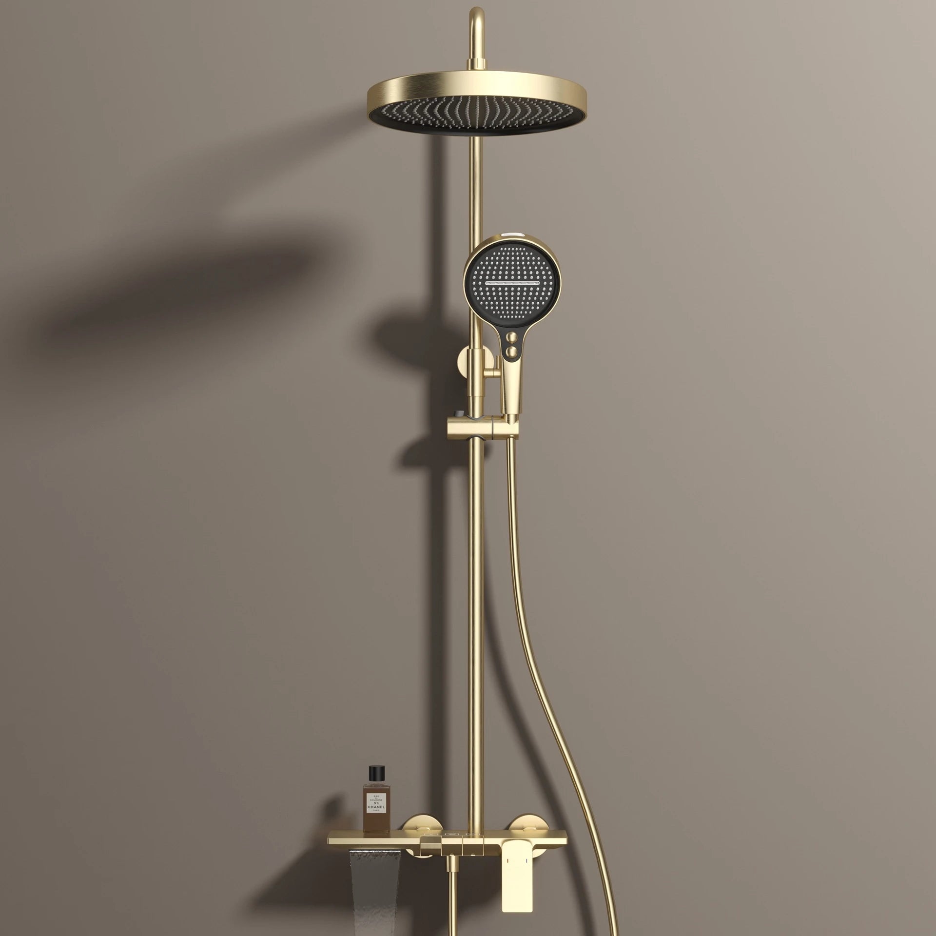 Rose Gold Piano Bathroom Shower System Solid Brass Bathroom Faucet Accessories Rain Shower Head Hot Cold Piano Shower Set