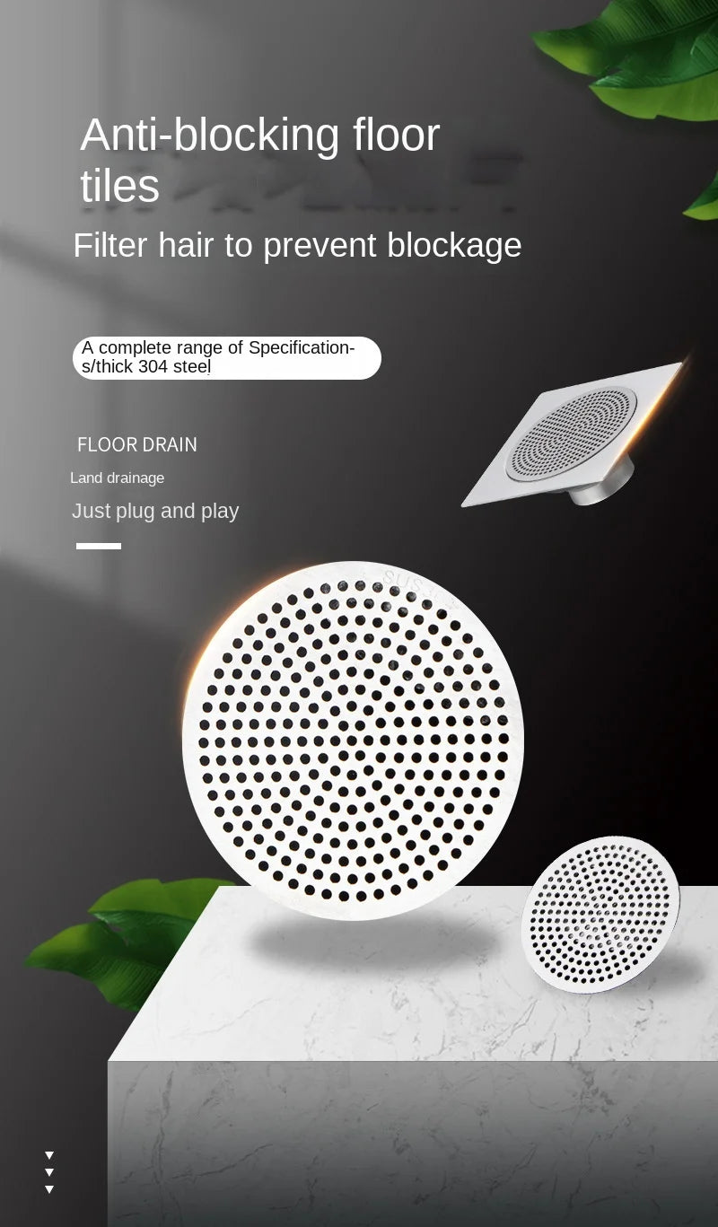Drain Cover Bathroom Tool 304 Stainless Bathroom Accessories Sink Strainer Drains Cover Floor Drain Pad Hair Filter