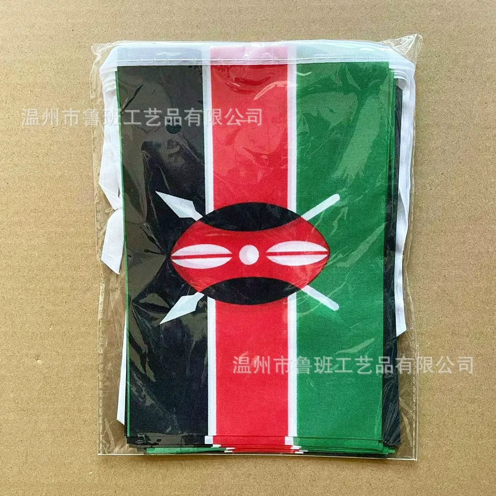 SKY FLAG Kenya bunting flags 14x21cm 20pcs/lot Kenya String flags Pennant Banner for Festival Party decoration