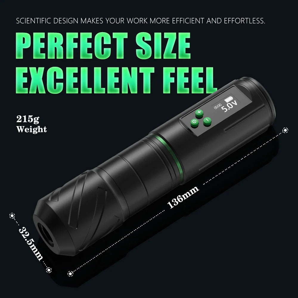 Kiss of Dragon Professional Wireless Tattoo Machine Pen 3.5mm Stroke OLED Display 1600mAh Battery For Tattoo Artists Beginners