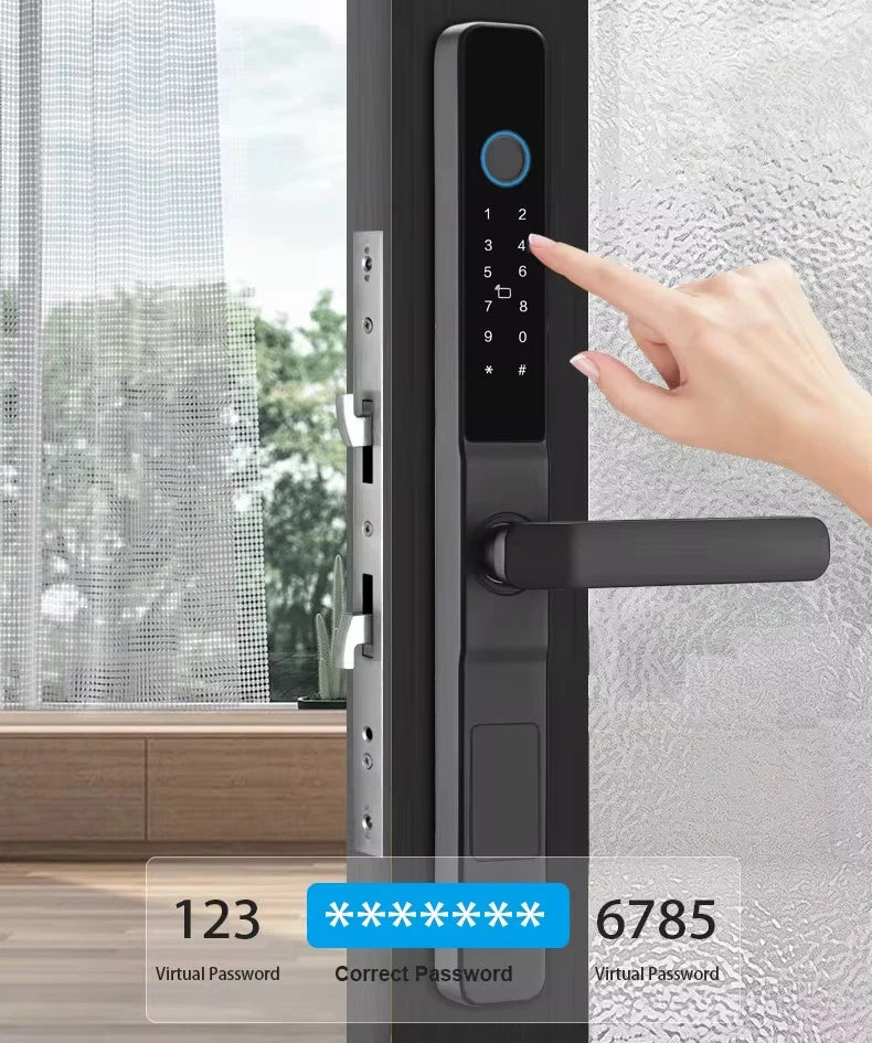 TUYA WIFI Waterproof Smart Door Lock Fingerprint APP Password RFID Card Keyless Digital Electronic Lock Aluminum/Glass Sliding