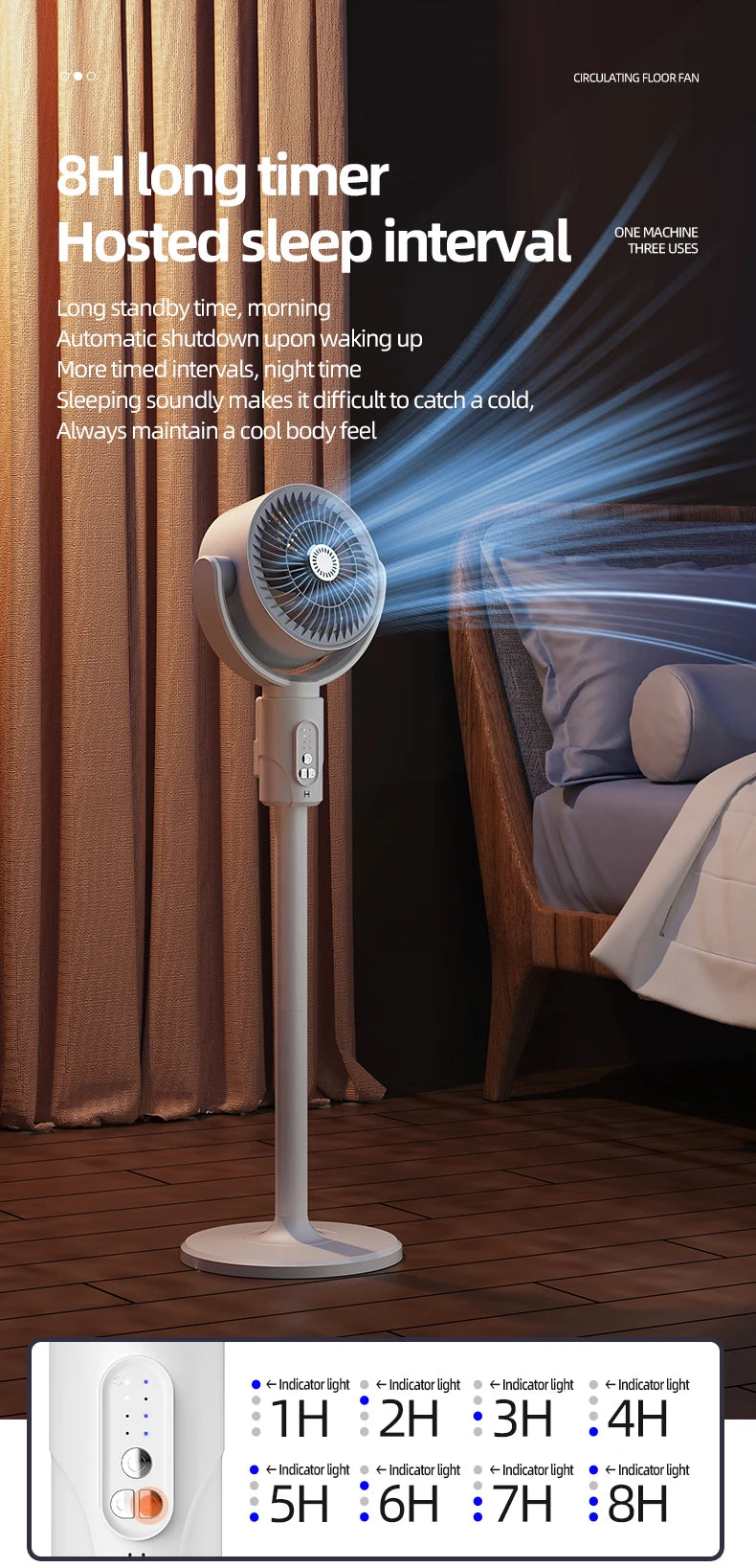 Air Circulation Fan Rechargeable Oscillating Fan Five Gear Adjustment Stand Fan Adjustable Height Household Air Circulation Fan
