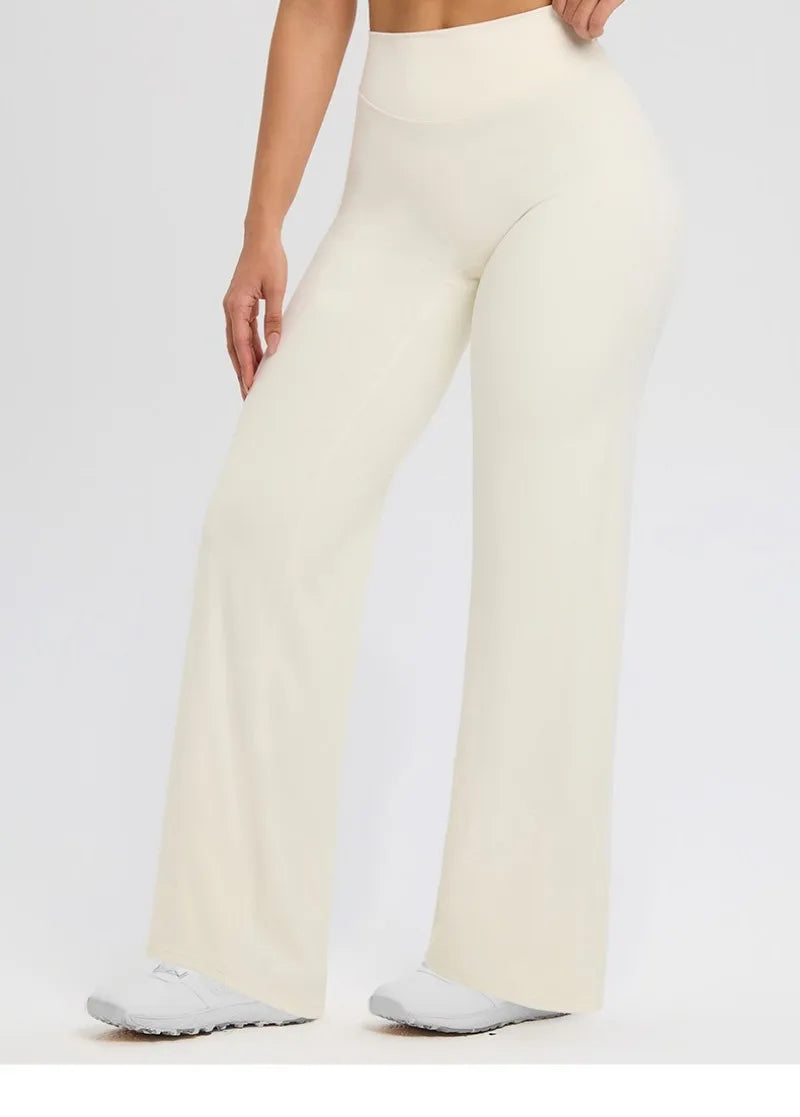 2026 C-B Women High Waist V Back Scrunch Straight Leg Yoga Pants Naked Feel Tummy Control Stretch Gym Pilates Sports Trousers