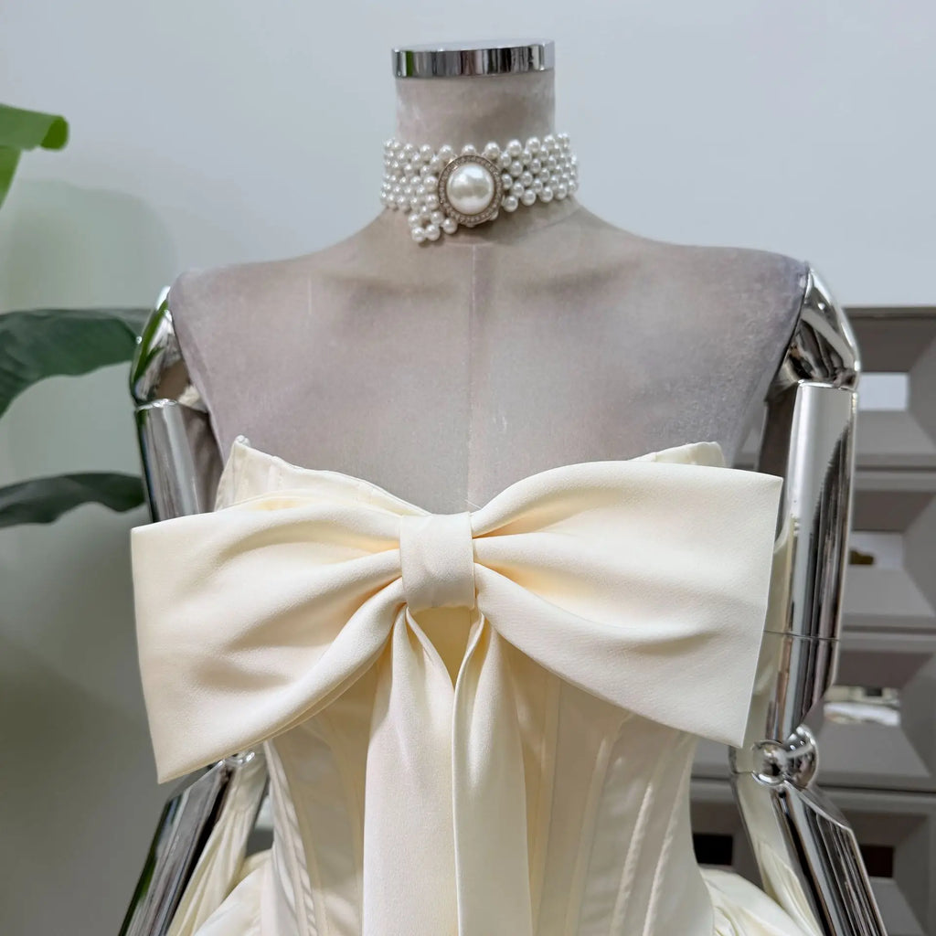 Women Sexy Strapless Bow Corset Mini Dress With Shorts Birthday Party Homecoming Prom Ball Elegant Ruffle A Line Evening Dresses