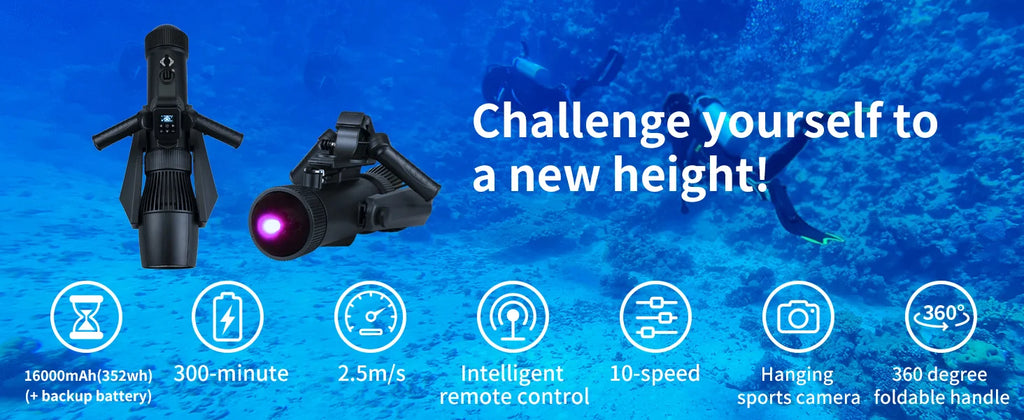CAMOLECH Underwater Scooter 16000mAh Electric Fin Propeller SUP Motor Booster Water Scooter