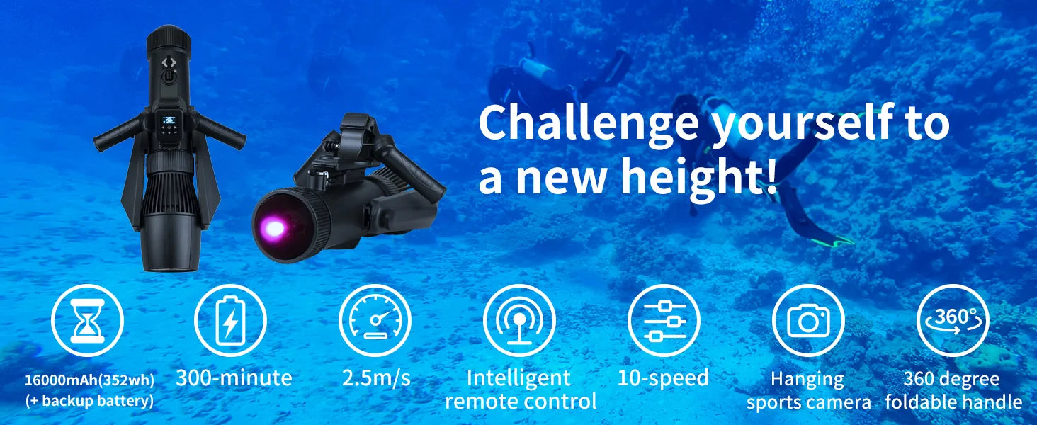 CAMOLECH Underwater Scooter 16000mAh Electric Fin Propeller SUP Motor Booster Water Scooter