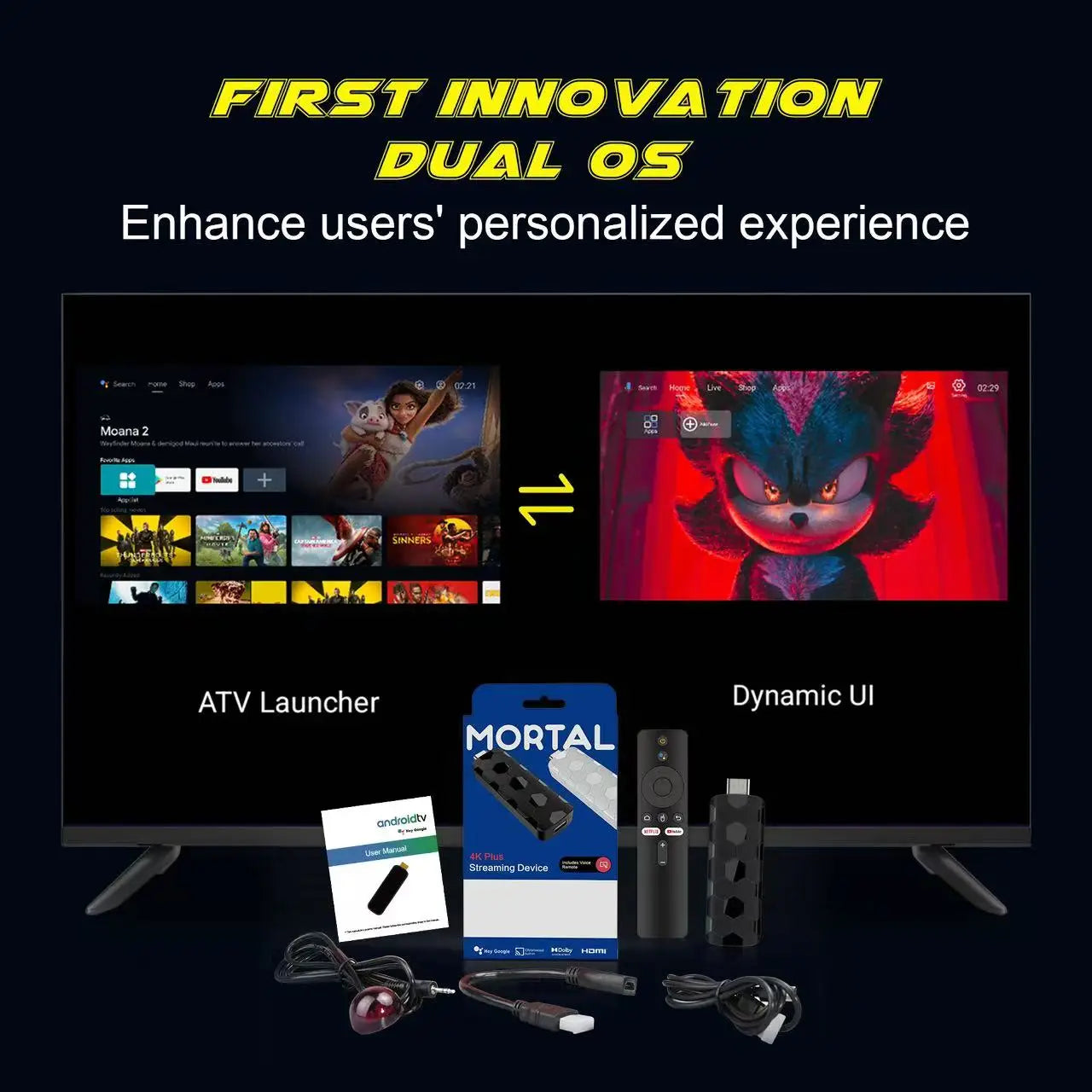 Mortal Q8 Android14 TV stick WIFI6 Voice Control TV stick  8K video RK3518 Netflix YouTube Tv box Free Live TV Streaming