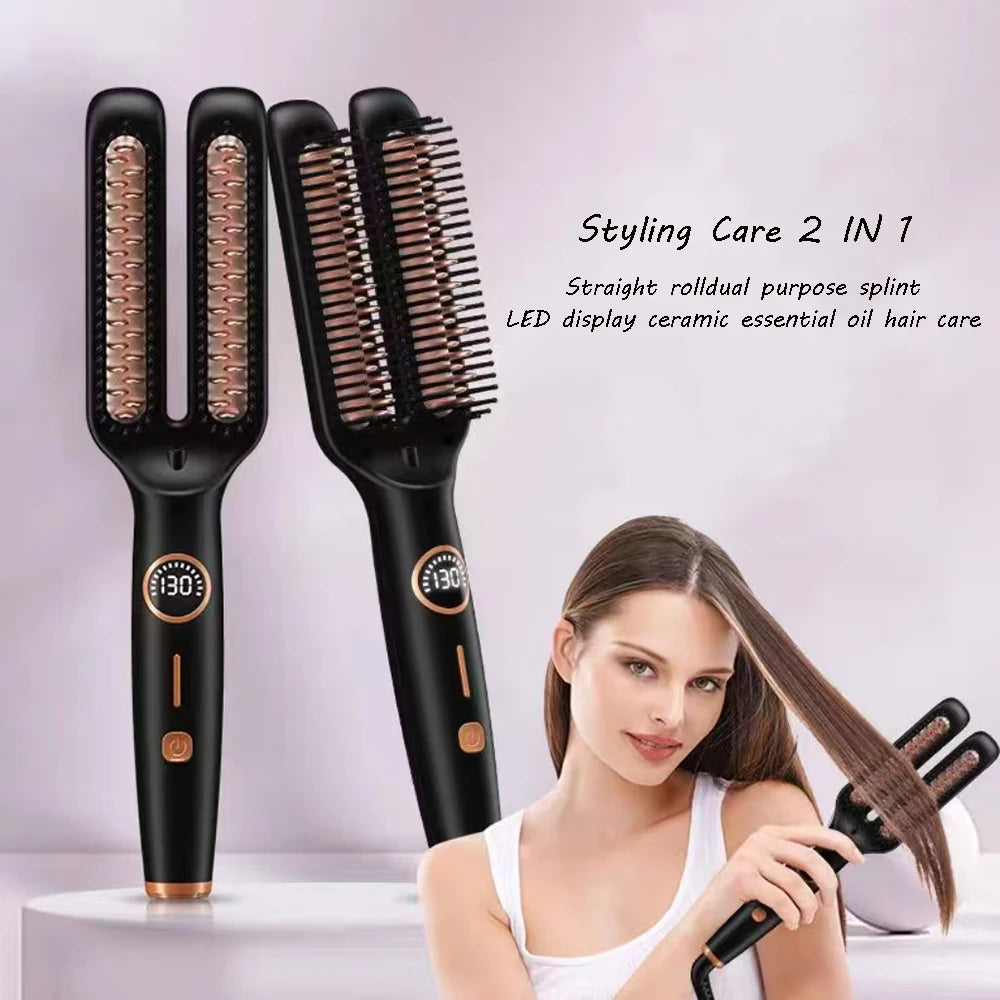 Curling Hair Straightener Hot Comb Electric Straighten Hair Brush Styling Tool Electric Hair Curler Brushes Salon Equipment