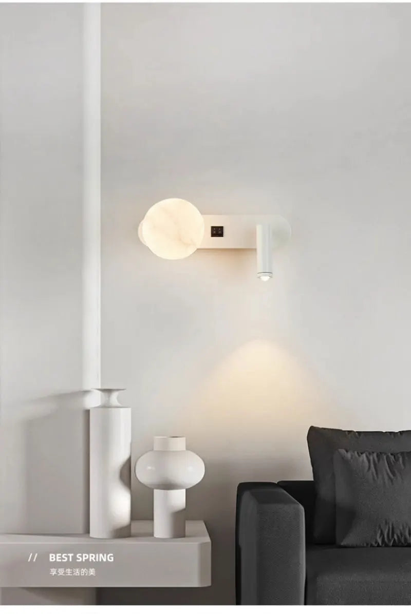 Nordic Modern Black and White Minimalist Wall Lamp Living Room Sofa Background Wall Decorative Lamp Light Luxury Bedroom Bedside