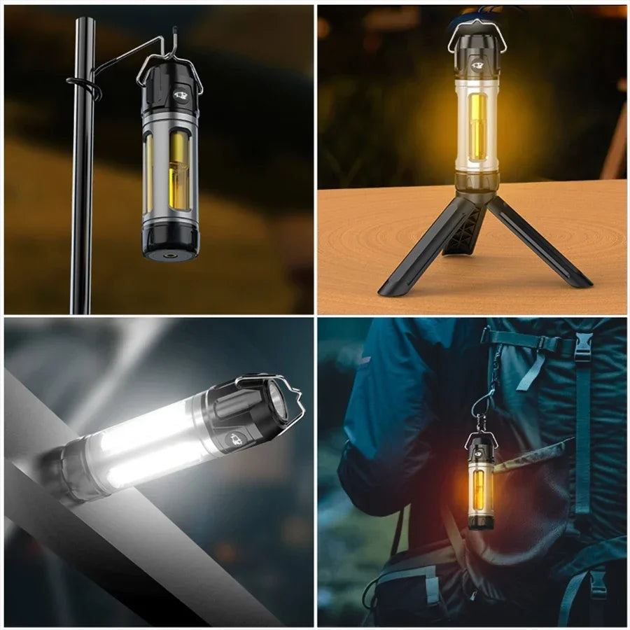Camping Light Lightweight Handheld Torch  5 Lighting Modes Rechargeable Tent Lamp for Patio Climbing 8 Light Filaments