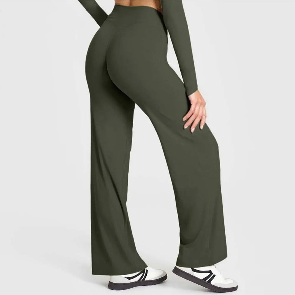 Straight-Leg Pants Ultra Soft Butter Fabric Women Mid-Waist Yoga Pants GYM Naked Feel Pilates Running Sport Trousers Yoga Pants