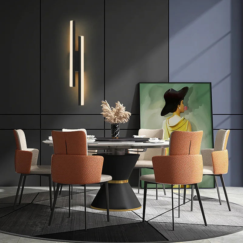 Modern Minimalist LED Wall Lamp Double Vertical Bar Frosted Acrylic Sconce Light for Living Room Sofa Background Bedroom Headboa