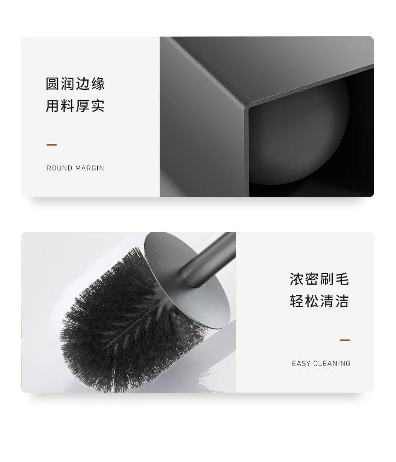 Toilet Brush Holder Wall Mounted Bathroom Cleaning Brush Toilet Brushes For Cleaning Storage Space Aluminum