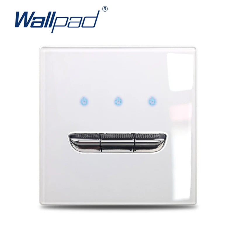 Wall Light Switch Chrome Toggle Press Button Tempered Glass Plate Blue LED Light 1 2 3 4 Gang White Black Gray Gold