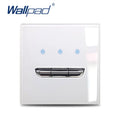 Wall Light Switch Chrome Toggle Press Button Tempered Glass Plate Blue LED Light 1 2 3 4 Gang White Black Gray Gold