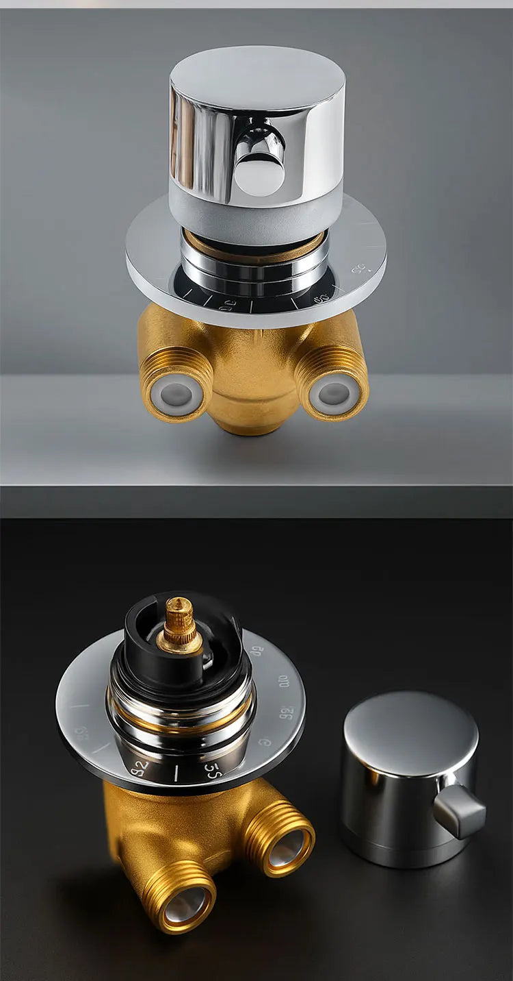 Thermostatic Brass Shower Faucet Valve 2/3/4/5 Way Diverter Mixer Control for Steam Room Shower Column Panel Bathroom Accessoris