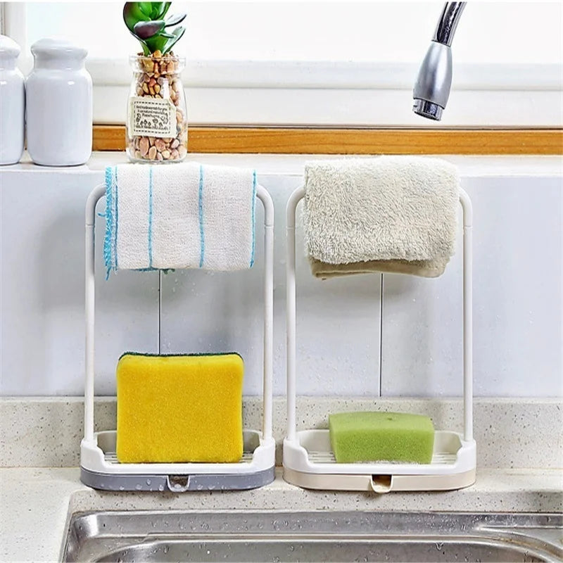 Kitchen Storage Rack Dishcloth Hanging Rack Towel Sponge Drain Racks Bathroom Soap Holder Sink Desktop Organizer