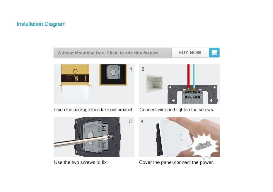 Livolo US/AU Standard Wall Touch Switch Crystal Glass Panel Touch Control Light Switch AC 110~250V/50~60Hz