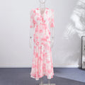 Printed Women's Dress Half Sleeve Round Neck Long Dress Tassel Hem Dress Daily Fashion Outfit Suitable for Date Party 2026