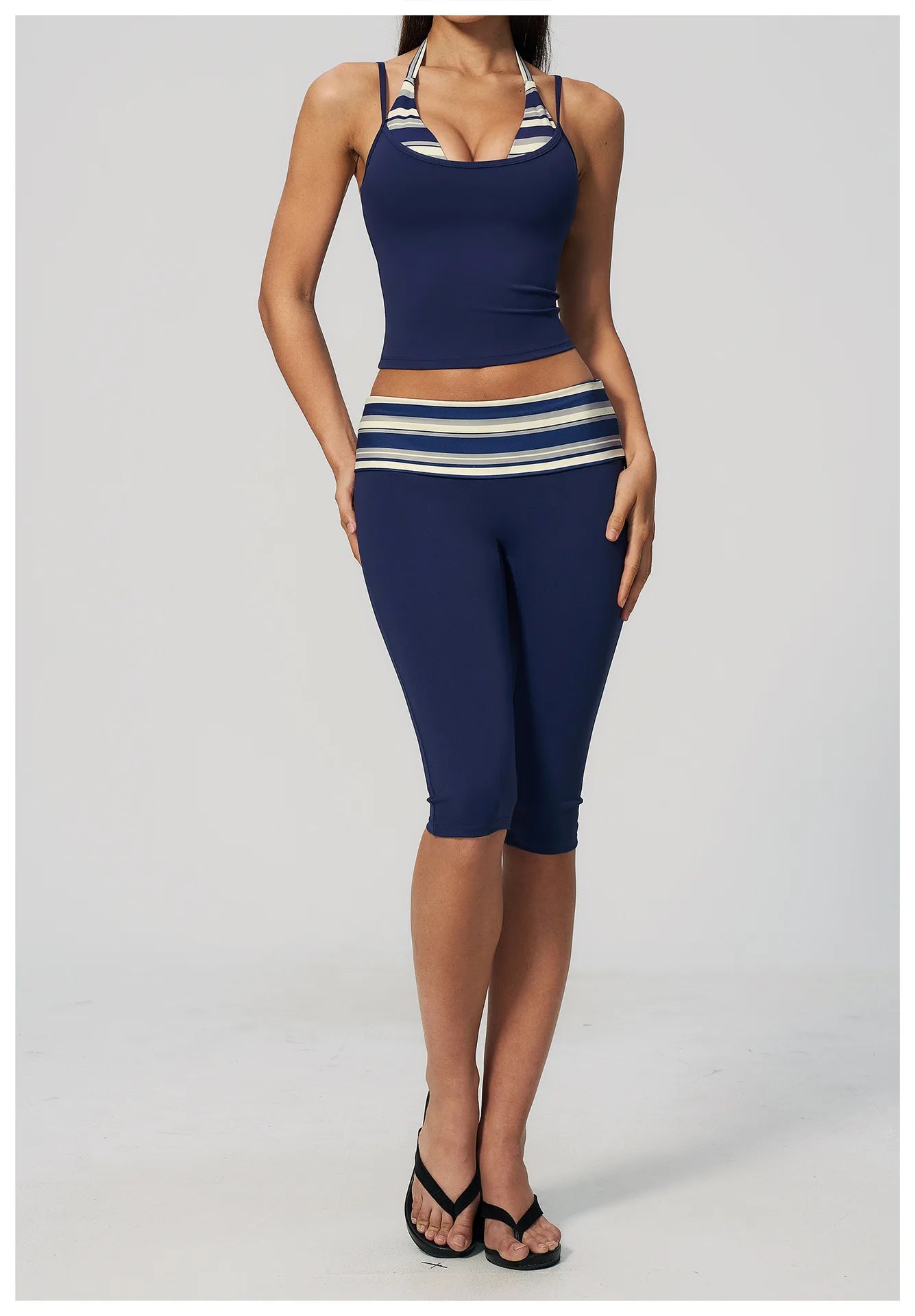 Summer 2PCS Yoga Set Women's Tracksuit Fashion Polka Dot And Striped Workout Sets Gym Outfits High Waist Butt Lift Yoga Clothes