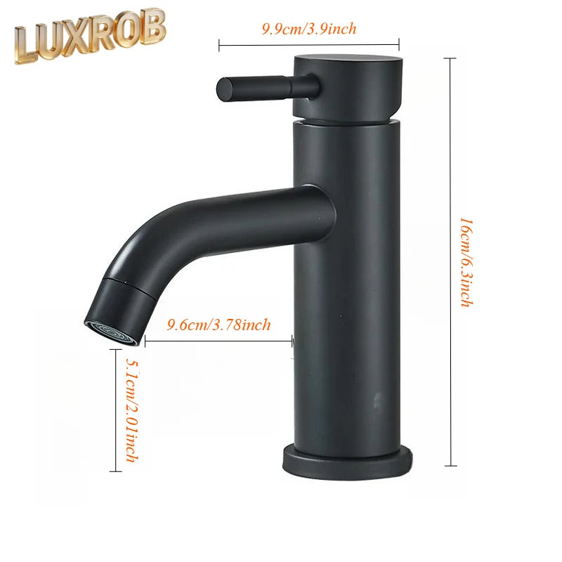 2026 New Matte Black Bathroom Basin Faucet Single Lever Sink Faucets Hot and Cold Water Mixer Tap Deck Mounted Single Hole Crane