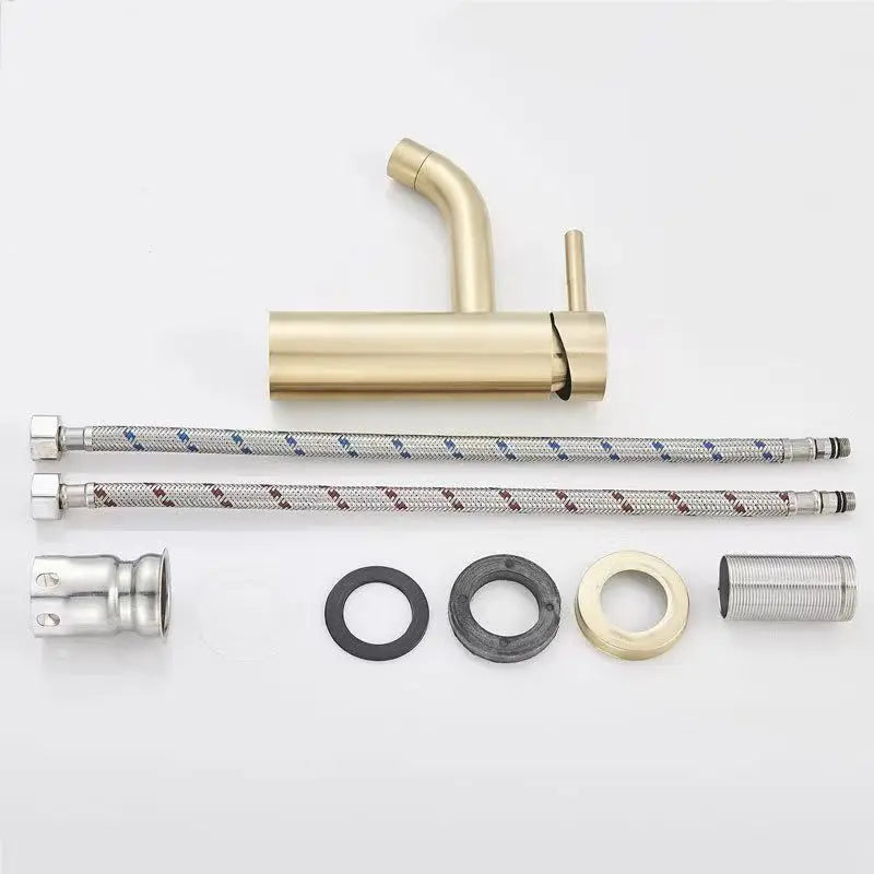 Gold Bathroom Faucet Stainless Steel Bathroom Basin Faucet Cold And Hot Water Mixer Sink Tap Single Handle Deck Mounted Brushed
