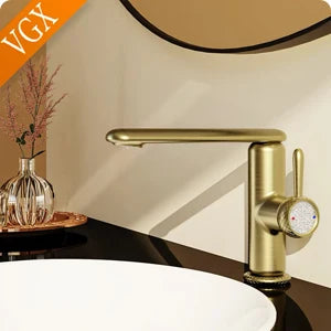 VGX Multifunctional Bathroom Faucets Pull Out Basin Mixer Sink Faucet Gourmet LED Temperature Tap 360° Tapware Crane Brass White