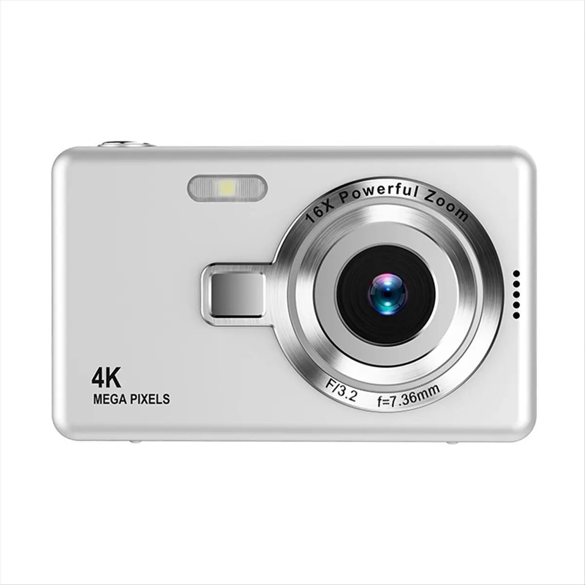 HD 1080P 96MP Digital Camera for Children - 16X Zoom, 2.4 Inch IPS Screen, Ideal for Beginner Photography Gray