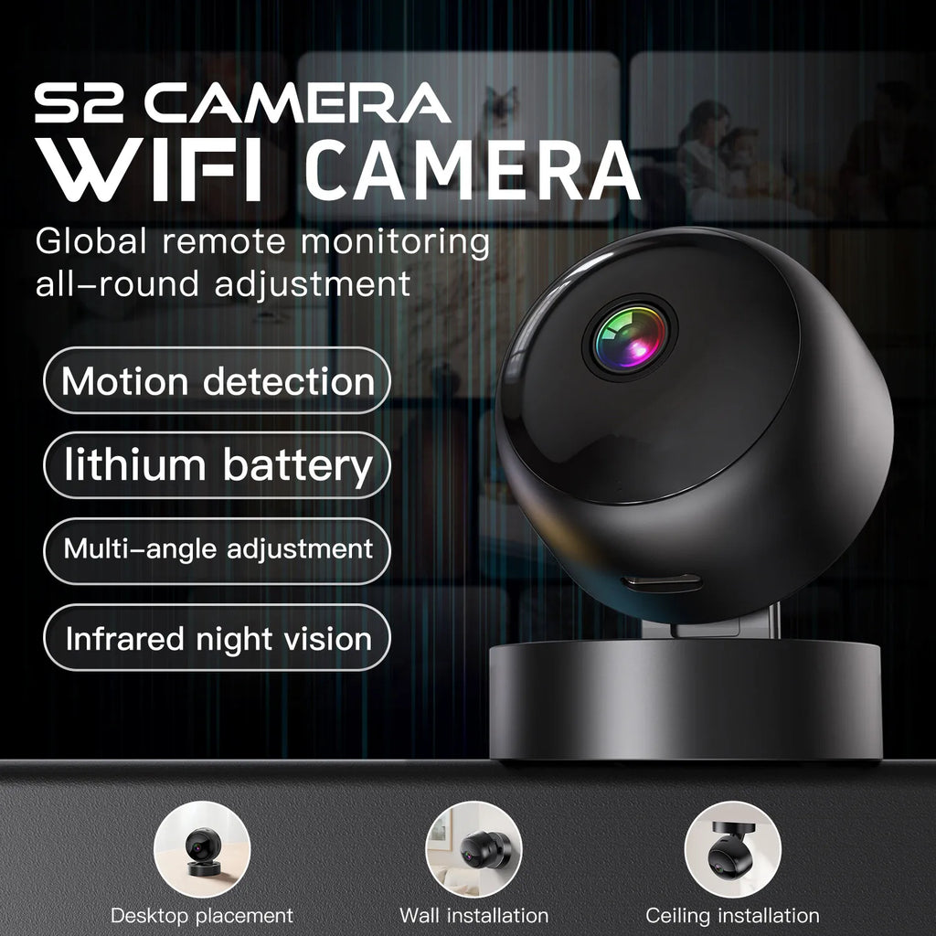 Wireless Security Camera 360° Full Coverage View WiFi HD Motion Detection Night Vision Indoor Outdoor Remote Monitor