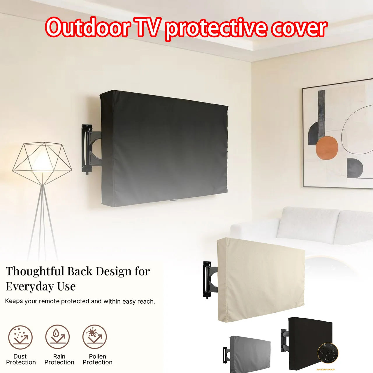 Regular Size Weatherproof and Dustproof Outdoor TV Cover 40" 46" 50" 55" 60" 65" Protect TV Screen Garden Patio Outdoor TV Cover