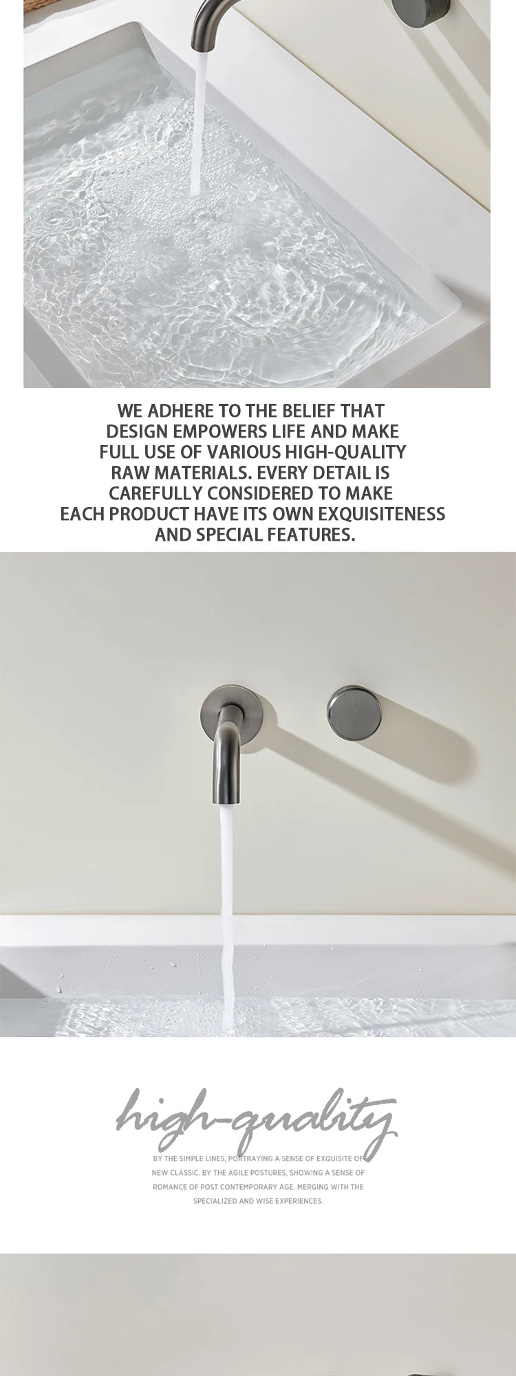 Wash Mixer Hot And Cold Water Wall Mounted Bathroom Basin Faucet Sink Tap Spout Bath Single Handle Ceramic Cartridge Crane