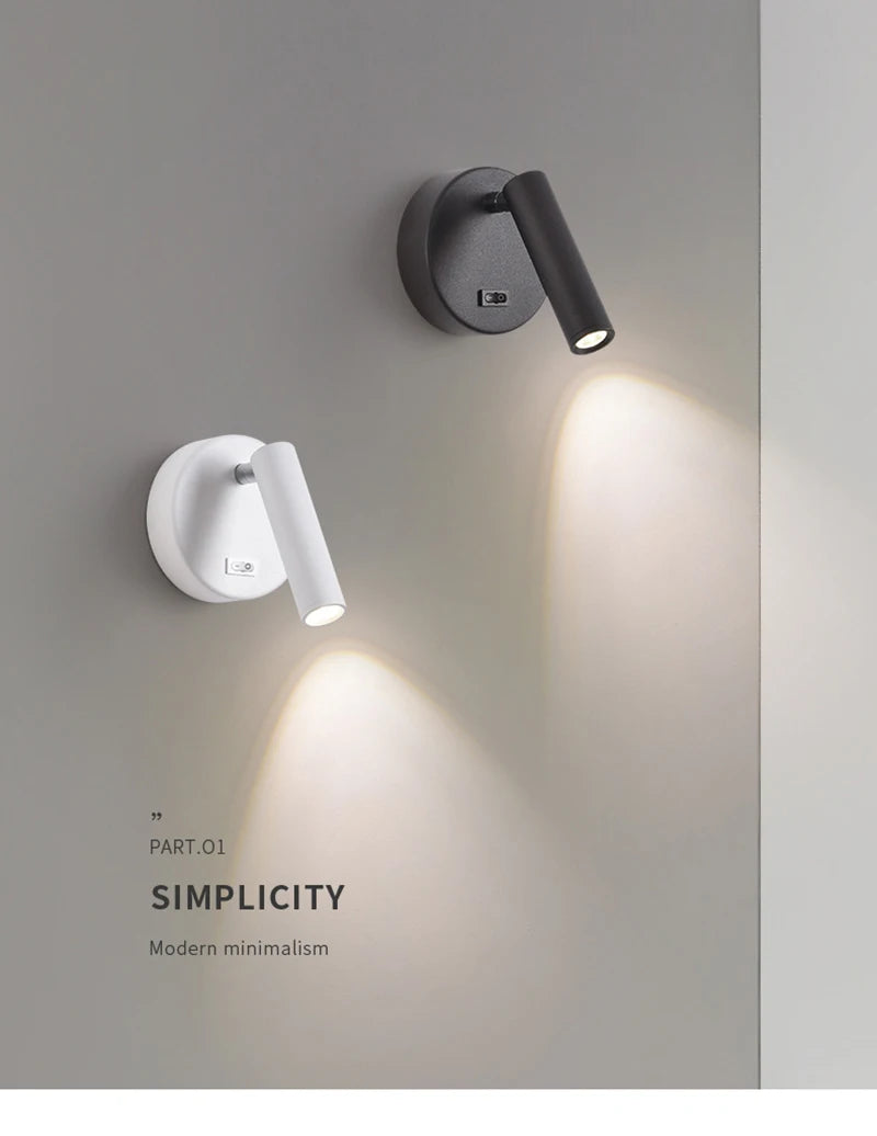Switch Wall Lamp Modern LED Wall Light Simplicity Spotlights Indoor Lighting Room Decor For Living Room Bedroom Bedside Sconces