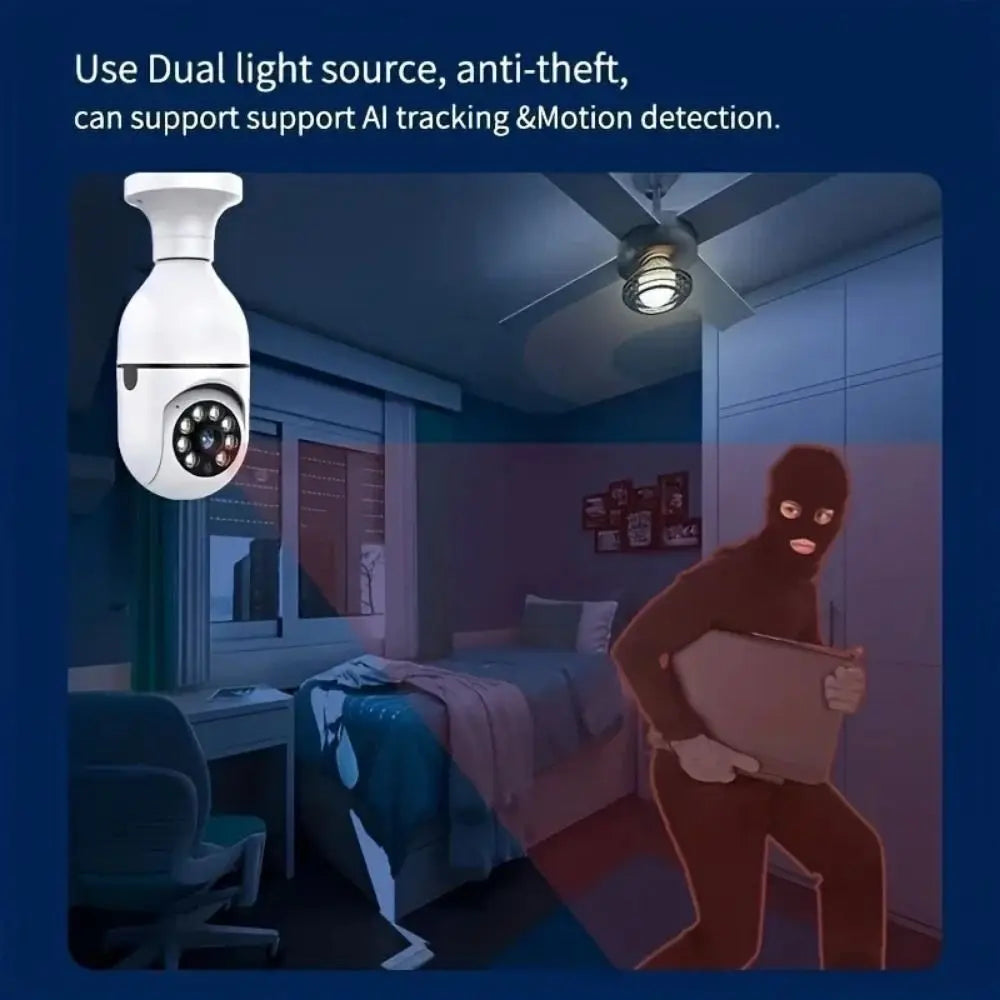 360 Degree Light Bulb Security Camera Full Color Night Vision 5GHz WiFi Surveillance Camera Automatic Human Tracking